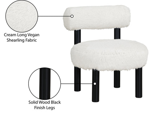 Celeste Cream Vegan Shearling Fabric Upholstered Accent Chair, 1 Piece (Style 2)