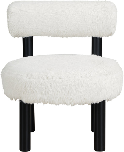 Celeste Cream Vegan Shearling Fabric Upholstered Accent Chair, 1 Piece (Style 2)