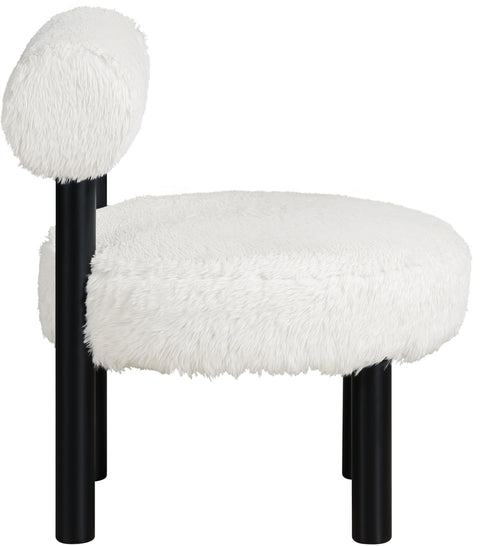 Celeste Cream Vegan Shearling Fabric Upholstered Accent Chair, 1 Piece (Style 2)