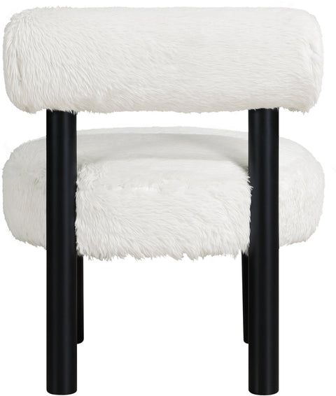 Celeste Cream Vegan Shearling Fabric Upholstered Accent Chair, 1 Piece (Style 2)
