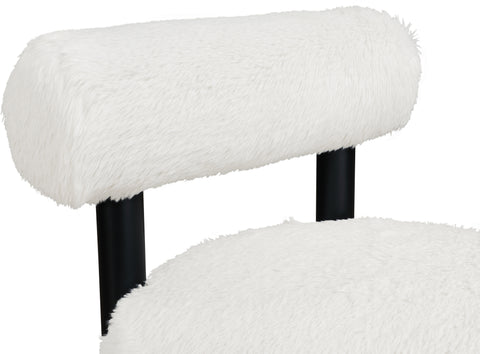 Celeste Cream Vegan Shearling Fabric Upholstered Accent Chair, 1 Piece (Style 2)