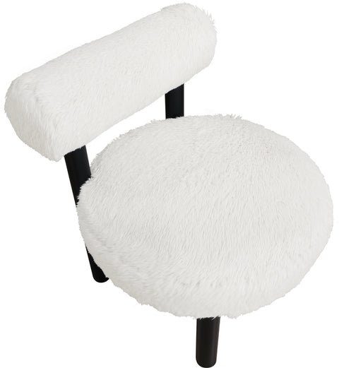 Celeste Cream Vegan Shearling Fabric Upholstered Accent Chair, 1 Piece (Style 2)