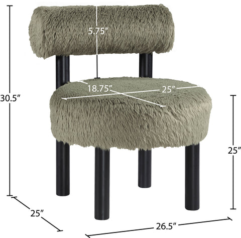 Celeste Green Vegan Shearling Fabric Upholstered Accent Chair, 1 Piece