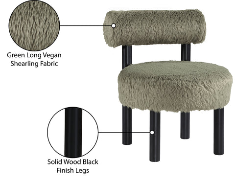 Celeste Green Vegan Shearling Fabric Upholstered Accent Chair, 1 Piece