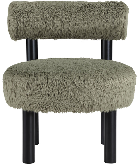 Celeste Green Vegan Shearling Fabric Upholstered Accent Chair, 1 Piece