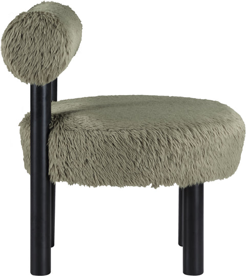 Celeste Green Vegan Shearling Fabric Upholstered Accent Chair, 1 Piece
