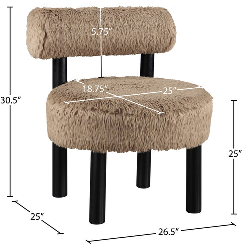 Celeste Tan Vegan Shearling Fabric Upholstered Accent Chair, 1 Piece (Style 2)
