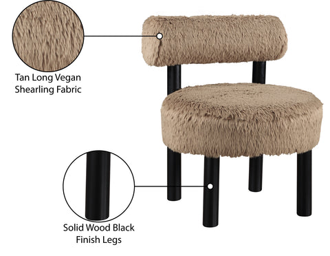 Celeste Tan Vegan Shearling Fabric Upholstered Accent Chair, 1 Piece (Style 2)