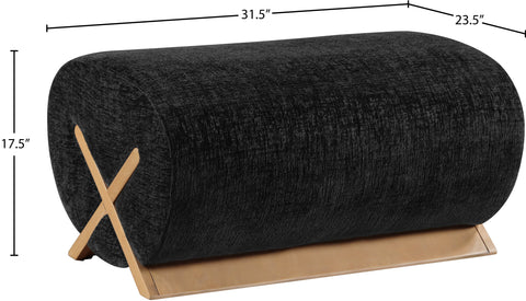 Waverly Black Fabric Upholstered Ottoman, 1 Piece