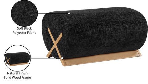 Waverly Black Fabric Upholstered Ottoman, 1 Piece