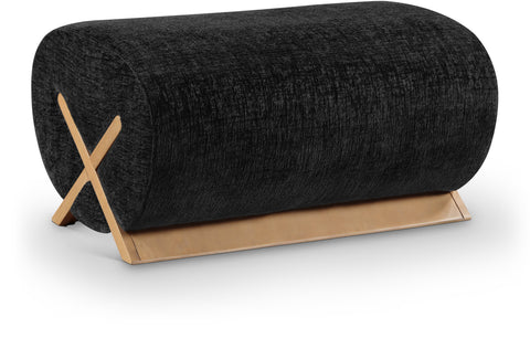 Waverly Black Fabric Upholstered Ottoman, 1 Piece