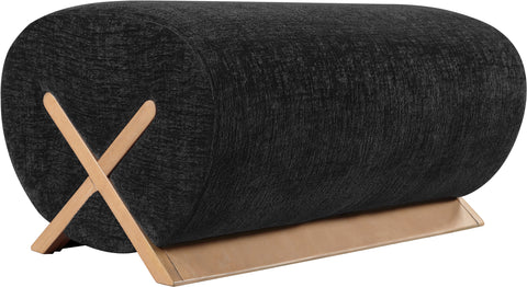 Waverly Black Fabric Upholstered Ottoman, 1 Piece