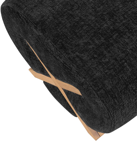Waverly Black Fabric Upholstered Ottoman, 1 Piece