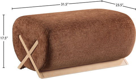 Waverly Cognac Fabric Upholstered Ottoman, 1 Piece