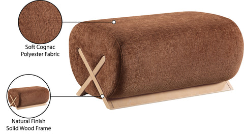 Waverly Cognac Fabric Upholstered Ottoman, 1 Piece