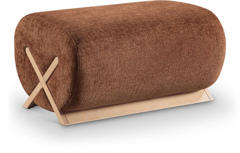 Waverly Cognac Fabric Upholstered Ottoman, 1 Piece