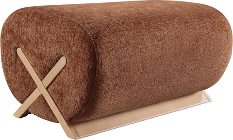 Waverly Cognac Fabric Upholstered Ottoman, 1 Piece