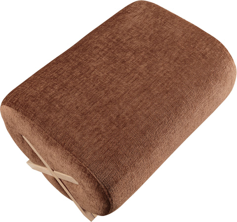 Waverly Cognac Fabric Upholstered Ottoman, 1 Piece