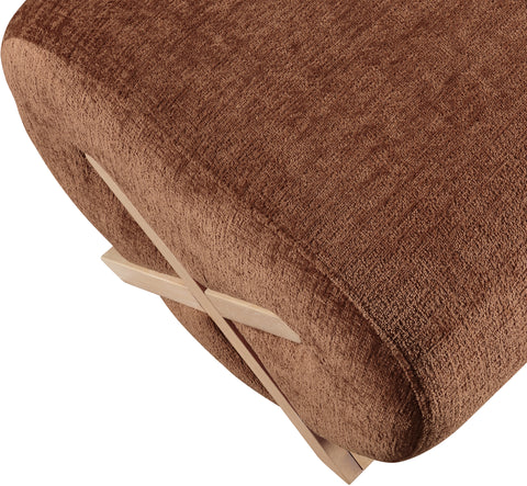 Waverly Cognac Fabric Upholstered Ottoman, 1 Piece