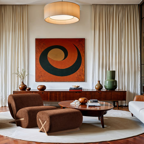 Waverly Cognac Fabric Upholstered Ottoman, 1 Piece