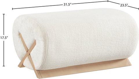 Waverly Cream Fabric Upholstered Ottoman, 1 Piece