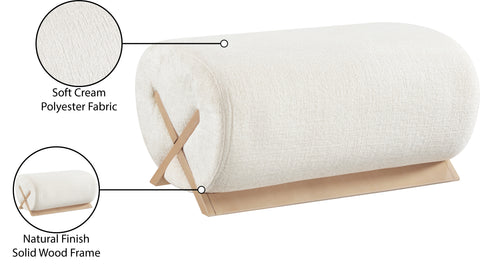 Waverly Cream Fabric Upholstered Ottoman, 1 Piece