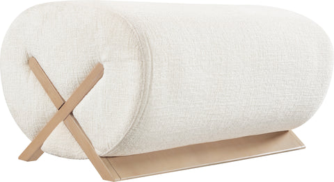 Waverly Cream Fabric Upholstered Ottoman, 1 Piece