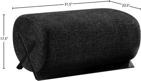Waverly Black Fabric Upholstered Ottoman, 1 Piece (Style 2)