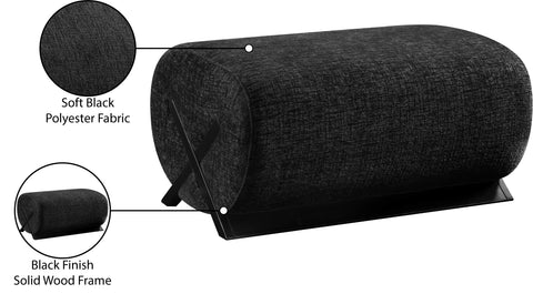 Waverly Black Fabric Upholstered Ottoman, 1 Piece (Style 2)