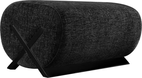 Waverly Black Fabric Upholstered Ottoman, 1 Piece (Style 2)