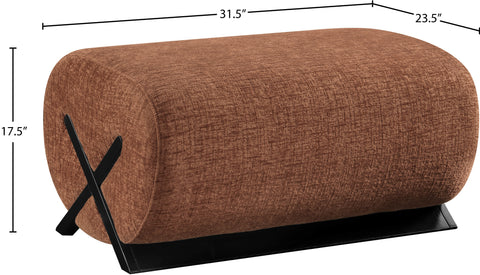 Waverly Cognac Fabric Upholstered Ottoman, 1 Piece (Style 2)