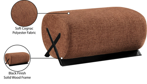 Waverly Cognac Fabric Upholstered Ottoman, 1 Piece (Style 2)