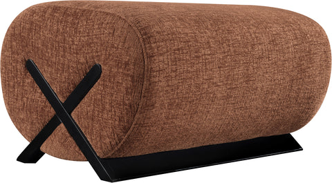 Waverly Cognac Fabric Upholstered Ottoman, 1 Piece (Style 2)