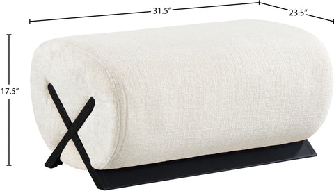Waverly Cream Fabric Upholstered Ottoman, 1 Piece (Style 2)