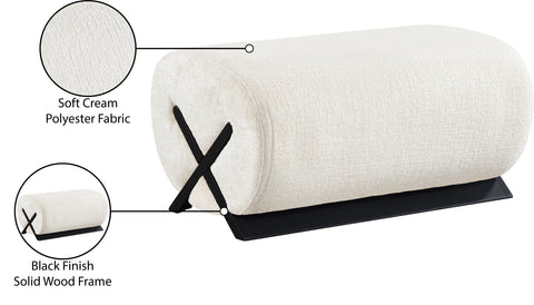 Waverly Cream Fabric Upholstered Ottoman, 1 Piece (Style 2)