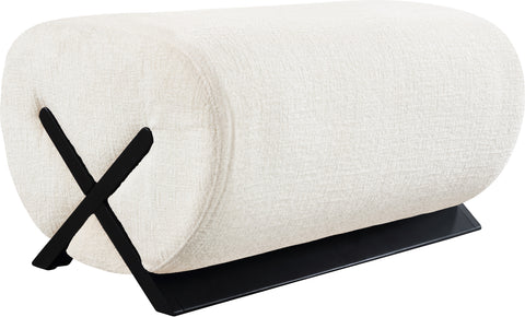 Waverly Cream Fabric Upholstered Ottoman, 1 Piece (Style 2)