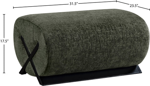 Waverly Green Fabric Upholstered Ottoman, 1 Piece