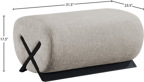 Waverly Grey Fabric Upholstered Ottoman, 1 Piece
