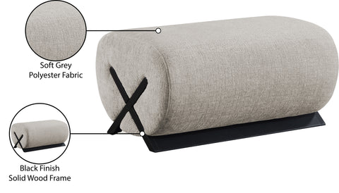 Waverly Grey Fabric Upholstered Ottoman, 1 Piece