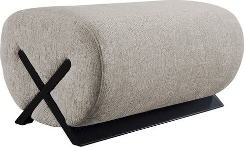 Waverly Grey Fabric Upholstered Ottoman, 1 Piece