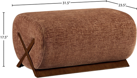 Waverly Cognac Fabric Upholstered Ottoman, 1 Piece (Style 3)