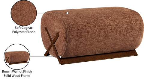 Waverly Cognac Fabric Upholstered Ottoman, 1 Piece (Style 3)