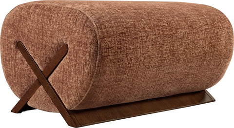 Waverly Cognac Fabric Upholstered Ottoman, 1 Piece (Style 3)