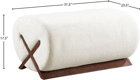 Waverly Cream Fabric Upholstered Ottoman, 1 Piece (Style 3)