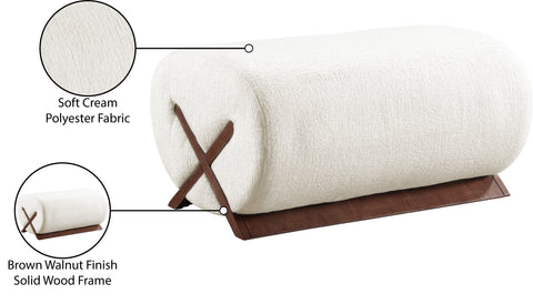 Waverly Cream Fabric Upholstered Ottoman, 1 Piece (Style 3)