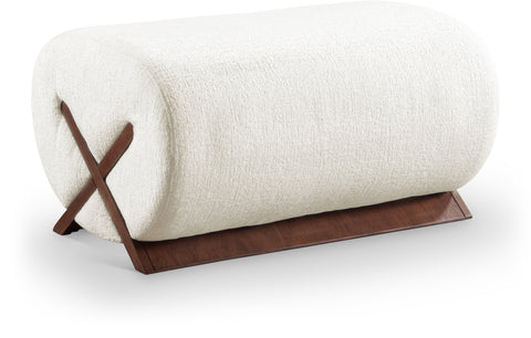 Waverly Cream Fabric Upholstered Ottoman, 1 Piece (Style 3)