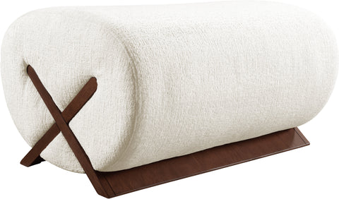 Waverly Cream Fabric Upholstered Ottoman, 1 Piece (Style 3)