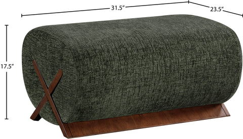 Waverly Green Fabric Upholstered Ottoman, 1 Piece (Style 2)