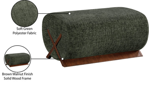 Waverly Green Fabric Upholstered Ottoman, 1 Piece (Style 2)