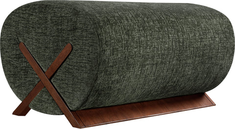 Waverly Green Fabric Upholstered Ottoman, 1 Piece (Style 2)